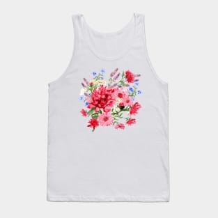 Attention Seeking Flowers Watercolour Painterly Floral Art Tank Top